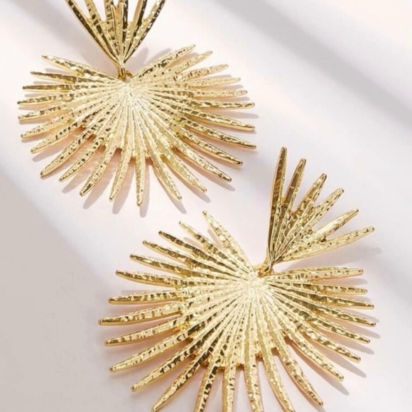 Gold Spiked Drop Earrings - Picture 3 of 7